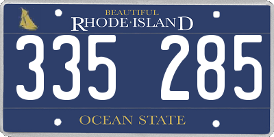 RI license plate 335285