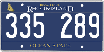 RI license plate 335289