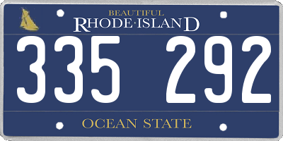 RI license plate 335292