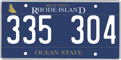 RI license plate 335304