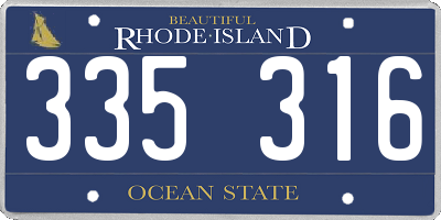 RI license plate 335316