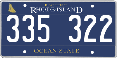 RI license plate 335322