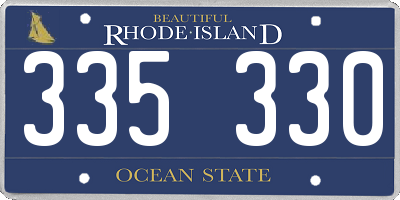 RI license plate 335330
