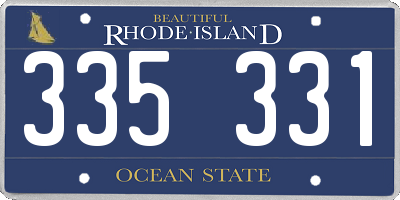 RI license plate 335331