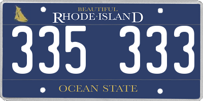 RI license plate 335333