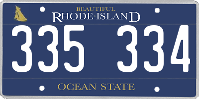 RI license plate 335334