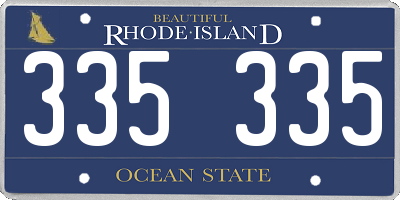 RI license plate 335335