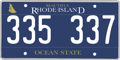 RI license plate 335337