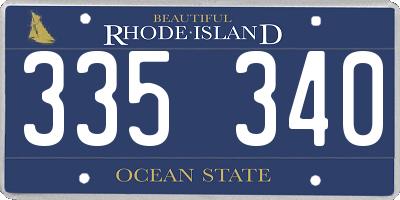 RI license plate 335340