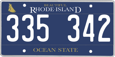 RI license plate 335342