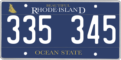 RI license plate 335345