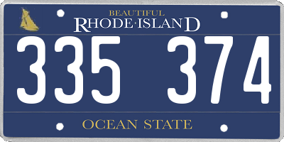 RI license plate 335374