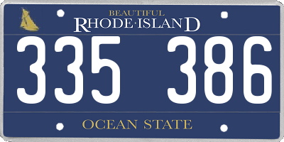 RI license plate 335386