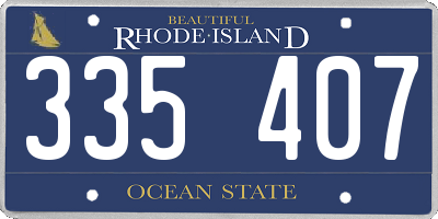 RI license plate 335407