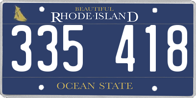 RI license plate 335418
