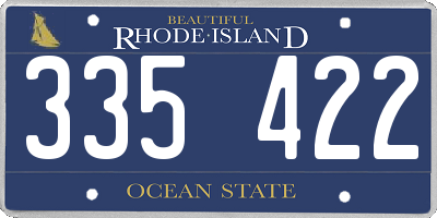 RI license plate 335422