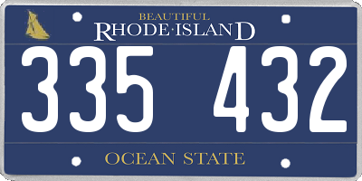 RI license plate 335432