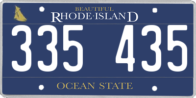 RI license plate 335435