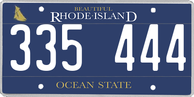 RI license plate 335444