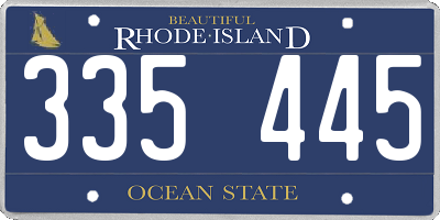 RI license plate 335445