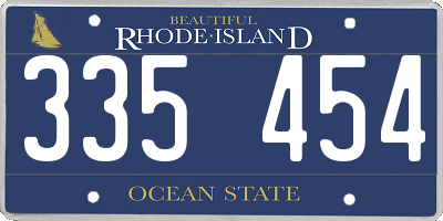 RI license plate 335454