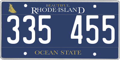 RI license plate 335455