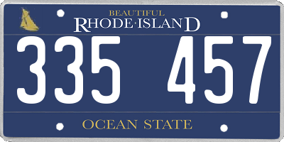 RI license plate 335457