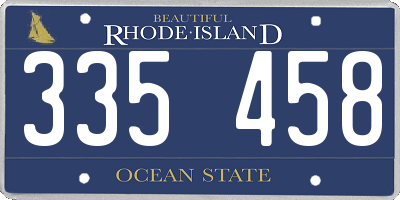 RI license plate 335458