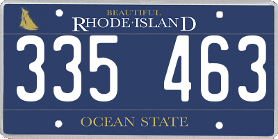 RI license plate 335463