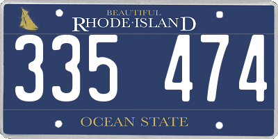 RI license plate 335474