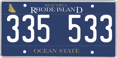 RI license plate 335533