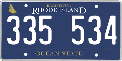 RI license plate 335534