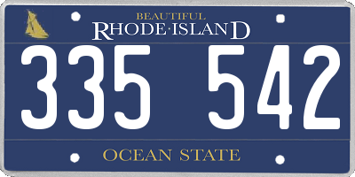 RI license plate 335542