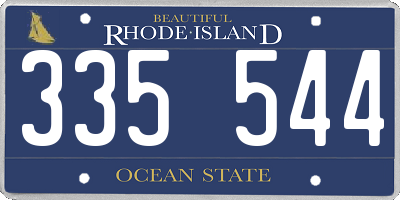 RI license plate 335544