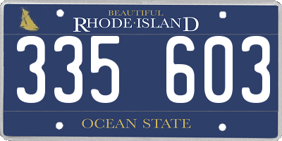 RI license plate 335603