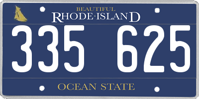 RI license plate 335625