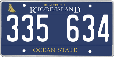 RI license plate 335634