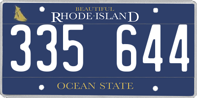 RI license plate 335644