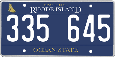 RI license plate 335645