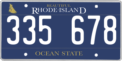 RI license plate 335678
