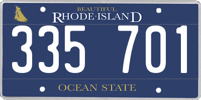 RI license plate 335701