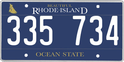 RI license plate 335734