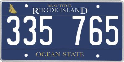 RI license plate 335765
