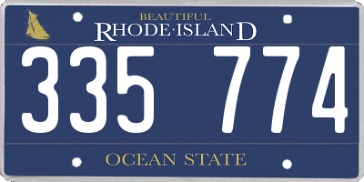 RI license plate 335774