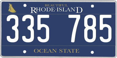RI license plate 335785