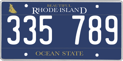 RI license plate 335789