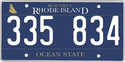 RI license plate 335834