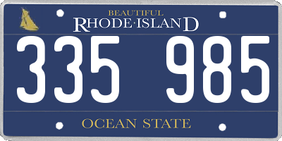 RI license plate 335985