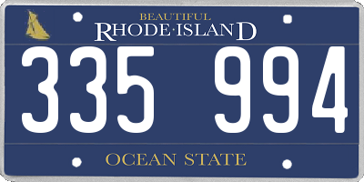 RI license plate 335994