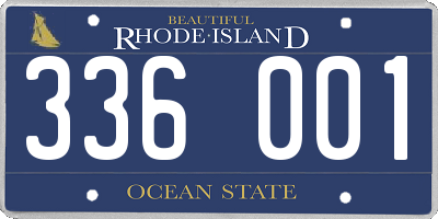 RI license plate 336001